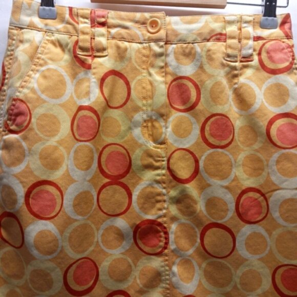 Talbots Ladies Size 6 Orange/Yellow Geo Print A-Line Skirt Cotton Stretch GUC - Picture 2 of 8